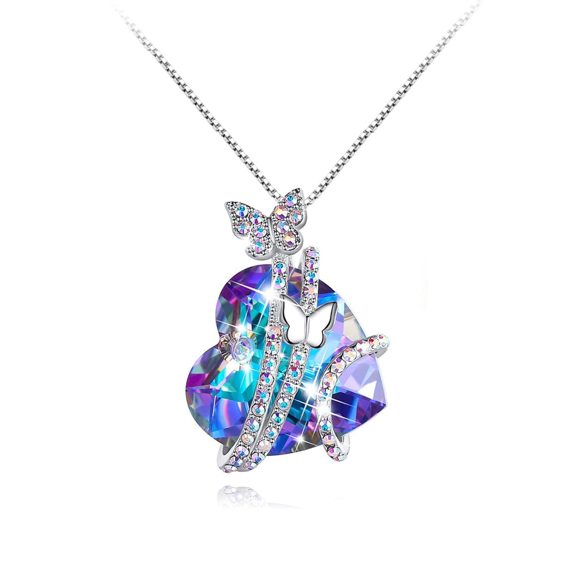 SANNIDHI Butterfly Necklace Chain Necklace Alloy Heart Pendant Butterfly Fantasy Dazzling Rhinestone Necklace for Girls Valentine's Day Gift Birthday Gift Jewelry Gift for Girls SANNIDHI Butterfly Necklace Chain Necklace Alloy Heart Pendant Butterfly Fantasy Dazzling Rhinestone Necklace for Girls Valentine's Day Gift Birthday Gift Jewelry Gift for Girls
